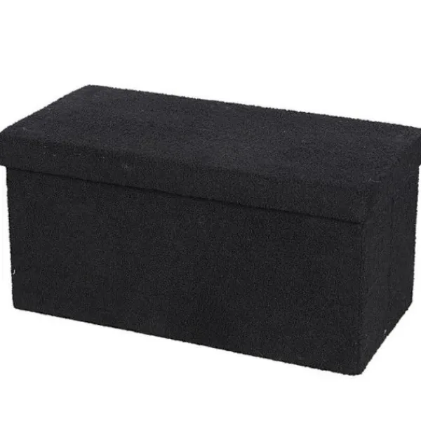URBAN LIVING Kistor & Koffertar>Fällbar förvaringsbänk i plysch "Kube" - Svart - L 76 x P 37,5 x H 37,5 cm