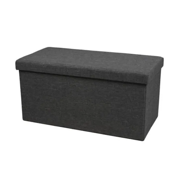 URBAN LIVING Kistor & Koffertar>Fällbar förvaringsbänk i tyg "Kube" - Grafitgrå - L 76 x P 38 x H 38 cm