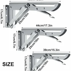 Balkongmöbler>Fällbar konsol 450mm, 2 st rostfritt stål fällbar hylla konsol vikbar konsol för vägg hylla, garage hylla stödram Max belastning 9