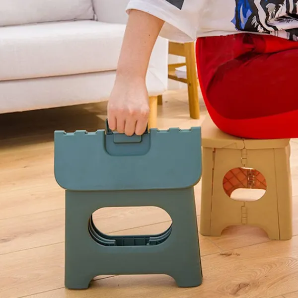 Pallar>Fällbar pall, 8,6 tum höjd Heavy Duty hopfällbar pall, kök plast liten halkfri hopfällbar pall med handtag (grön, storlek: L)