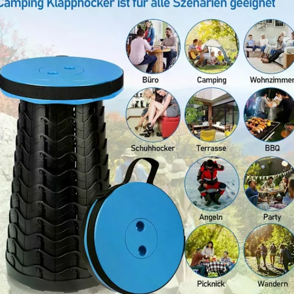Pallar>Fällbar Pall Campingstol Blompall Fällbar Bistro Stol, Blå