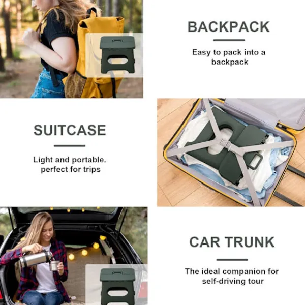 Pallar>Fällbar pall, set med 2 fällbara pallar, liten fällbar pall, röd + grön