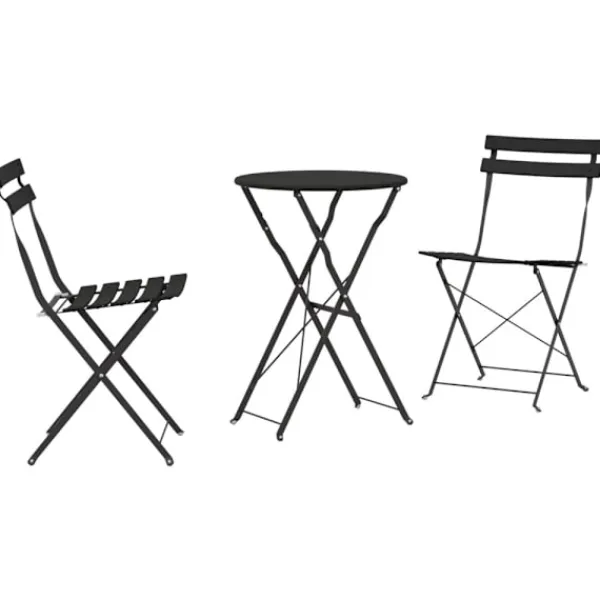 vidaXL Balkongmöbler>Fällbart bistroset 3 pcs Antracit Stål