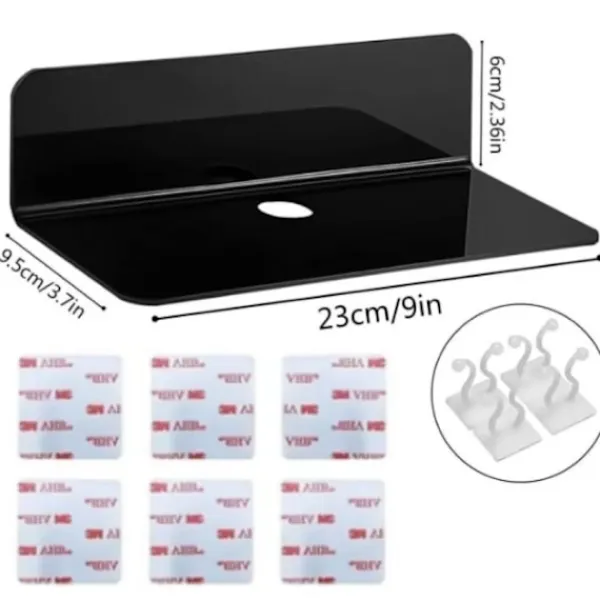 Hyllor>Flytande akrylhyllor, väggmonterade hyllor, 2-pack, självhäftande displayhylla, svart, ingen borrning, liten vägghylla