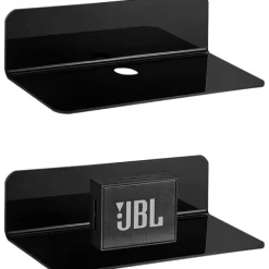 Hyllor>Flytande Hyllor Akryl Vägghyllor Set om 2 Självhäftande Displayhylla Svart Ingen Borrning Liten Vägghylla