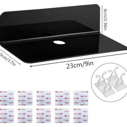 Hyllor>Flytande hyllor i akryl, väggmonterade hyllor, 2-pack, självhäftande displayhylla, svart, liten väggmonterad hylla utan borrning