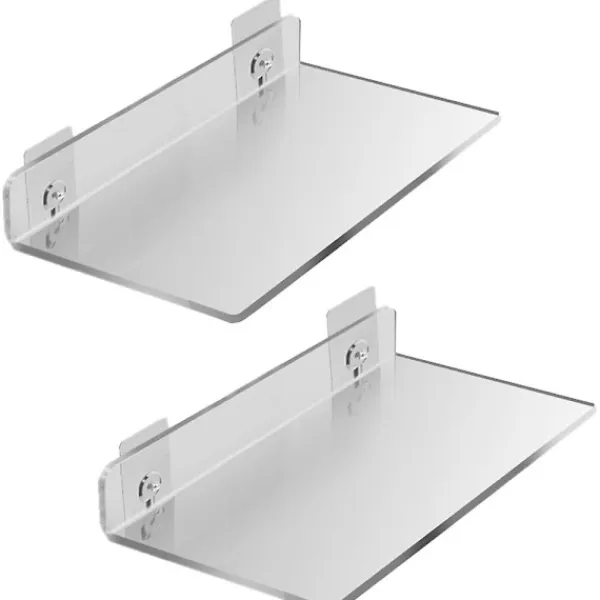 Hyllor>Flytande hyllor set om 2 - Utöka enkelt väggytan - Akryl liten vägg hylla för sovrum, badrum, spelrum, vardagsrum, kontor(20*10cm)