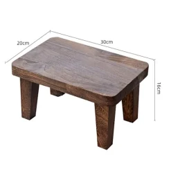 Pallar>Fotpall i massivt trä - Multifunktionell pall för soffbord, skor, skötbord - Bärbar låg bänk (K-form)