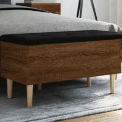 vidaXL Balkongmöbler>Förvaringsbänk brun ek 82x42x46 cm konstruerat trä