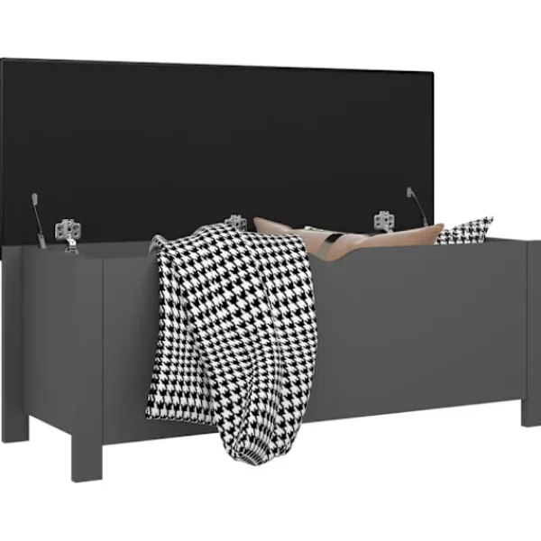 vidaXL Kistor & Koffertar>Förvaringsbänk med dyna grå 105x40x45 cm konstruerat trä