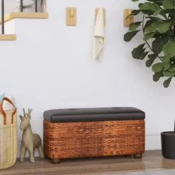 vidaXL Kistor & Koffertar>Förvaringsbänkar 2 st med brun dyna 69 cm kaveldun