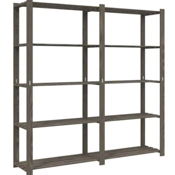 vidaXL Hyllor>Förvaringshylla 5 hyllplan grå 170x38x170 cm massiv furu