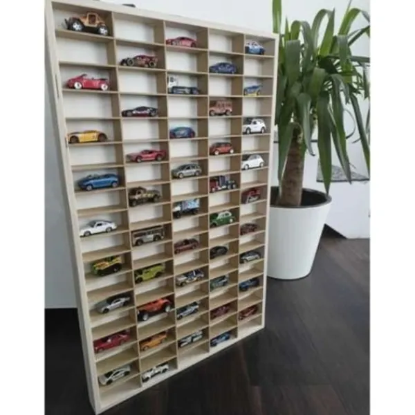 Hyllor>Förvaringshylla för Modellbilar / Samlarsaker - Hylla med små 90-fack