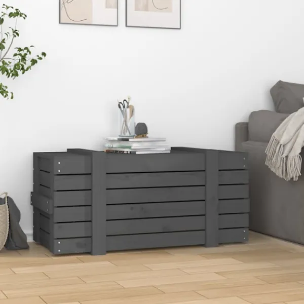 vidaXL Kistor & Koffertar>Förvaringslåda grå 91x40,5x42 cm massiv furu