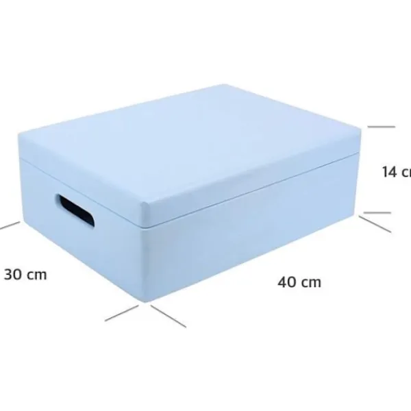 CREATIVE DECO Kistor & Koffertar>Förvaringslåda i trä för att dekorera - - XL - 40 x 30 x 14 cm - med lock och handtag
