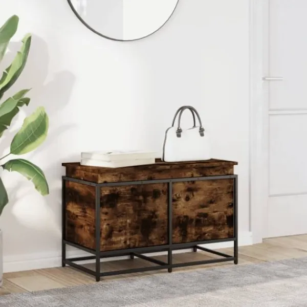 vidaXL Kistor & Koffertar>Förvaringslåda lock rökfärgad ek 80x40x51,5 cm konstruerat trä