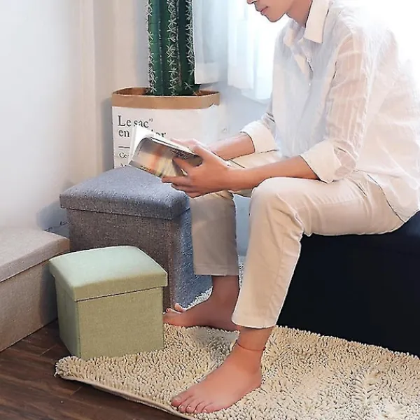 Sittpuffar>Förvaringslåda med stark bärighet, hopfällbar tyg, mångsidig förvaringsfåtölj, kubformad sittplats för hemmet Qinhai 38cm
