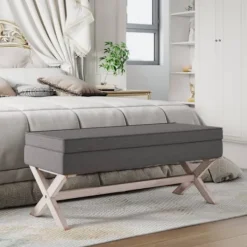 vidaXL Pallar>Förvaringspall mörkgrå 110x45x49 cm tyg