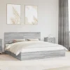 vidaXL Sängar>Förvaringssäng med låda Grå Sonoma 200 x 200 cm Konstruerat trä