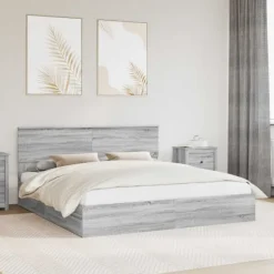 vidaXL Sängar>Förvaringssäng med låda Grå Sonoma 200 x 200 cm Konstruerat trä