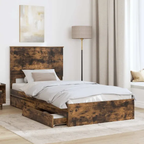 vidaXL Sängar>Förvaringssäng med låda Rökt ek 100 x 200 cm Konstruerat trä
