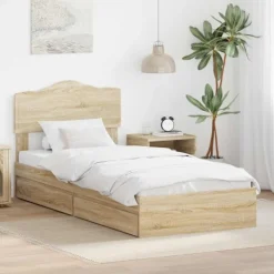 vidaXL Sängar>Förvaringssäng med låda Sonoma-ek 90 x 200 cm Konstruerat trä