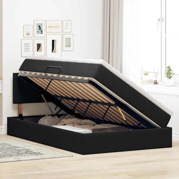vidaXL Sängar>Förvaringssäng med madrass Svart 120 x 200 cm Sammet