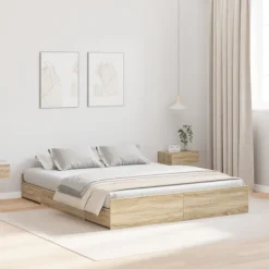vidaXL Sängar>Förvaringssängram Sonoma-ek 135 x 190 cm Konstruerat trä