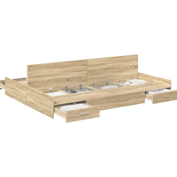 vidaXL Sängar>Förvaringssängram Sonoma-ek 135 x 190 cm Konstruerat trä