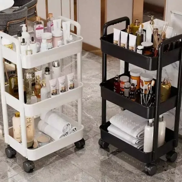 Hyllor>Förvaringsställ 4-vånings Rullvagn med Hjul Robust Konstruktion Stor Kapacitet Stark Bärförmåga Mobil Rackvagn Bokhylla Jikaix