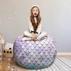 Sittpuffar>Förvaringsöverdrag för gosedjur till barnstol (utan fyllning) 56 cm, Lila