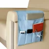 Soffor>Fåtölj armstöd organizer fjärrkontrollhållare soffarmstöd caddy med 5 fickor armstöd hängande förvaringsväska för tidningar böcker glasögon blå