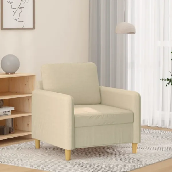 vidaXL Fåtöljer>Fåtölj gräddvit 60 cm tyg