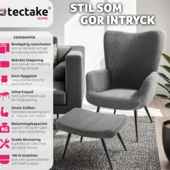 Fåtöljer>Fåtölj Hygge, ergonomisk, belastningskapacitet 150 kg