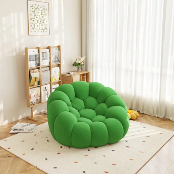 Sittpuffar>Fåtölj Lazy Oversize, Modern grön golvsoffa i 3D Honeycomb Mesh-tyg, ingen montering krävs, för vardagsrum och kontor