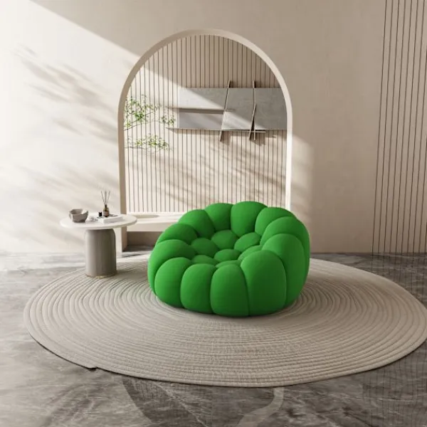 Sittpuffar>Fåtölj Lazy Oversize, Modern grön golvsoffa i 3D Honeycomb Mesh-tyg, ingen montering krävs, för vardagsrum och kontor