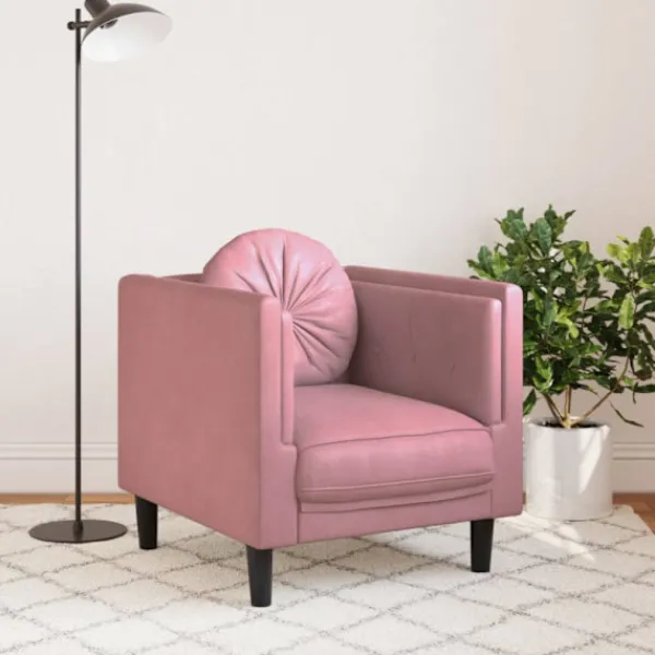 vidaXL Fåtöljer>Fåtölj med dyna rosa sammet