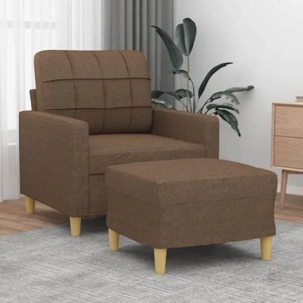 vidaXL Fåtöljer>Fåtölj med fotpall Brun 60 cm tyg