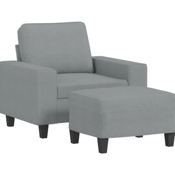 vidaXL Fåtöljer>Fåtölj med fotpall ljusgrå 60 cm tyg