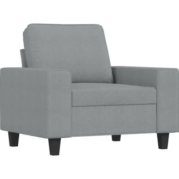 vidaXL Fåtöljer>Fåtölj med fotpall ljusgrå 60 cm tyg