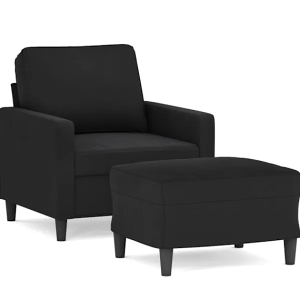 vidaXL Fåtöljer>Fåtölj med fotpall svart 60 cm sammet
