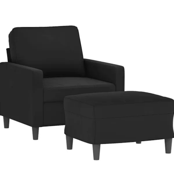 vidaXL Fåtöljer>Fåtölj med fotpall svart 60 cm sammet