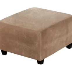 Sittpuffar>Fåtöljöverdrag för kvadratiska pallar, kvadratiska överdrag, förvaringspallskydd, stretchfåtöljöverdrag med elastisk botten, äkta sammetsplyschtyg