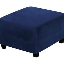 Sittpuffar>Fyrkantig fotpallsskydd Fyrkantig fotpallsskydd Förvaringsstol Skyddsöverdrag Stretch fotpallsskydd med elastisk botten, Äkta sammetsväv, Blå