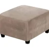 Sittpuffar>Fyrkantig fotpallsskydd Fyrkantig fotpallsskydd Förvaringsstolsskydd Stretch fotpallsskydd med elastisk botten, äkta sammetsväv, taupe
