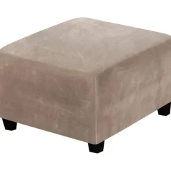 Sittpuffar>Fyrkantig fotpallsskydd Fyrkantig fotpallsskydd Förvaringsstolsskydd Stretch fotpallsskydd med elastisk botten, äkta sammetsväv, taupe
