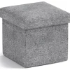 Sittpuffar>Fyrkantig Förvaringspall i Linne för Vardagsrum Sovrum Kontor Studentrum - 30 x 30 x 30 cm, Grå