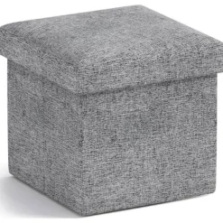 Sittpuffar>Fyrkantig Förvaringspall i Linne för Vardagsrum Sovrum Kontor Studentrum - 30 x 30 x 30 cm, Grå