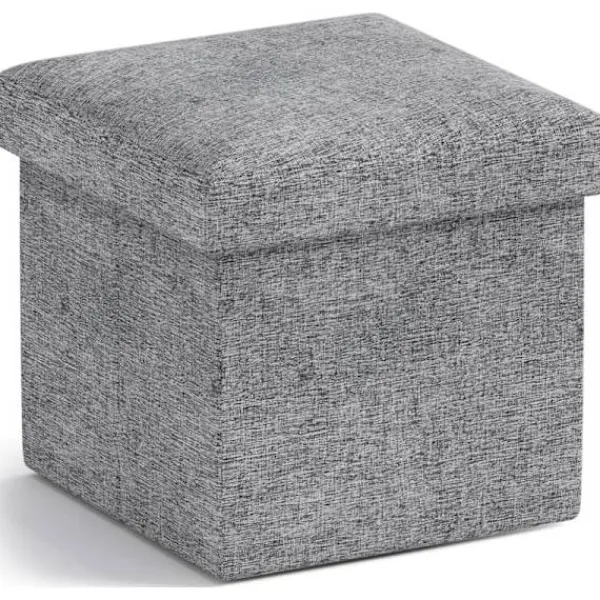 Sittpuffar>Fyrkantig Förvaringspall i Linne för Vardagsrum Sovrum Kontor Studentrum - 30 x 30 x 30 cm, Grå