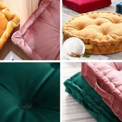 Sittpuffar>Fyrkantig Tjock Sittdyna i Sammet med Bärhandtag